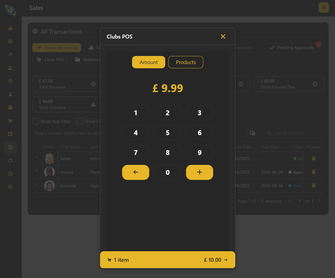 ClubsPOS Dashboard